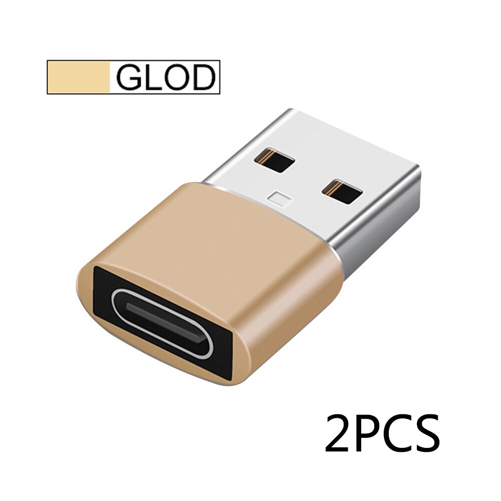 2Stck USB Zu Typ C OTG Adapter USB USB-C Männlich Zu Mikro USB Typ-c Weibliche Konverter Für iPhone 12 Profi Max Stecker OTG Konverter: 2Stck Gold