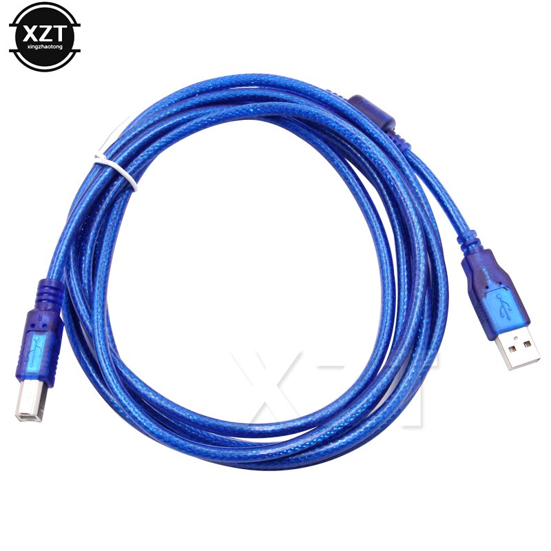 1pc Transparant Blauw Kabel USB 2.0 Printer Kabel Type A Male naar B Male Dual Afscherming