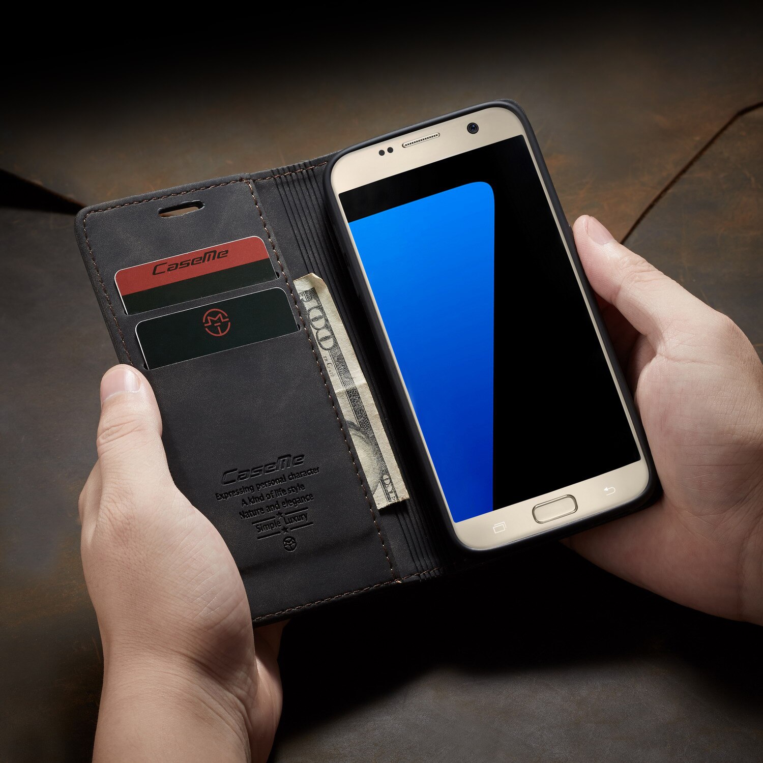 Per Samsung Galaxy S7 Bordo Magnetico Della Copertura di Caso di Vibrazione Su Samsung Galaxy S7 Casse Del Telefono S 7 In Pelle Vintage Portafoglio slot per Scheda di copertura