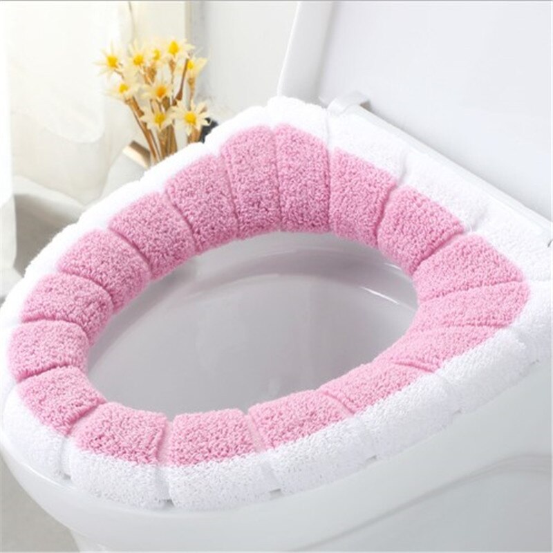 cómodo de invierno adulto de asiento de inodoro felpa aterciopelada grueso cálido baño Mat retrete lavable tapa Accesorios: 6