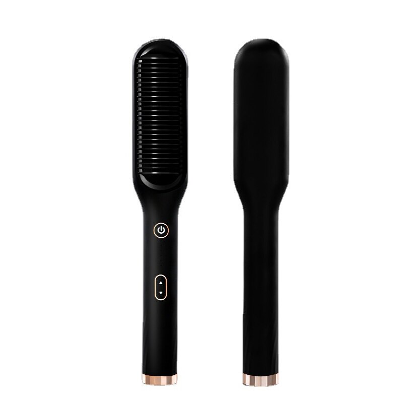 Hair Straightener Comb Straightener Dryer and Straightening Brush Iron Beard Electric Comb: black / US
