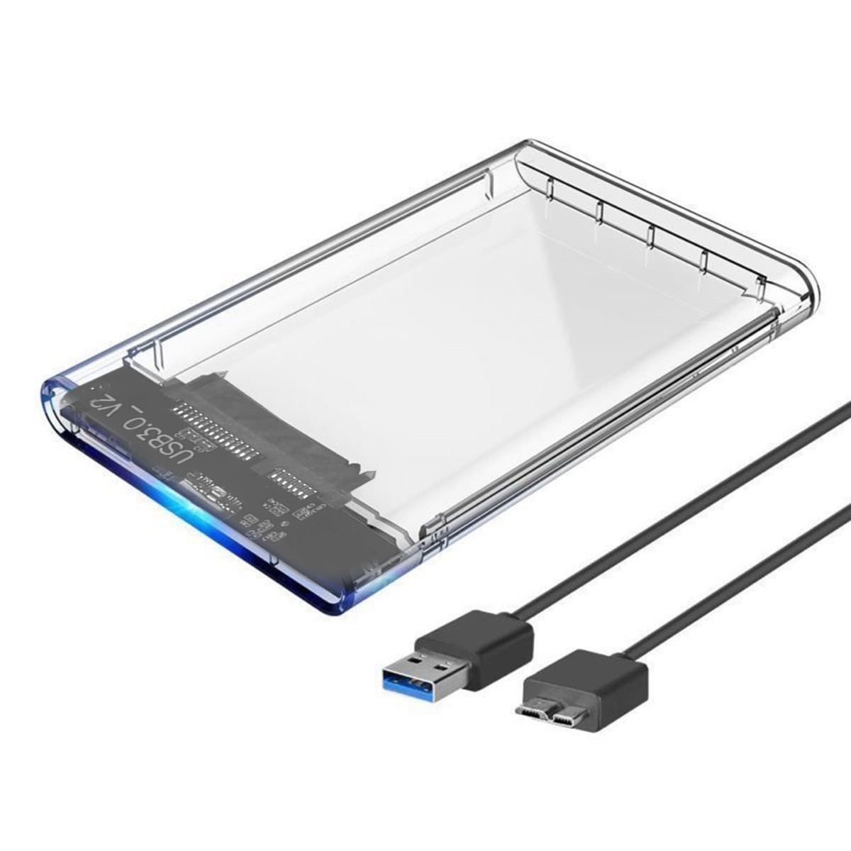 Carcasa de disco duro externo SOONHUA, delgada, libre de herramientas SATA, carcasa Caddy supervelocidad de 2,5 pulgadas con Cable USB 3,0 para ordenador portátil