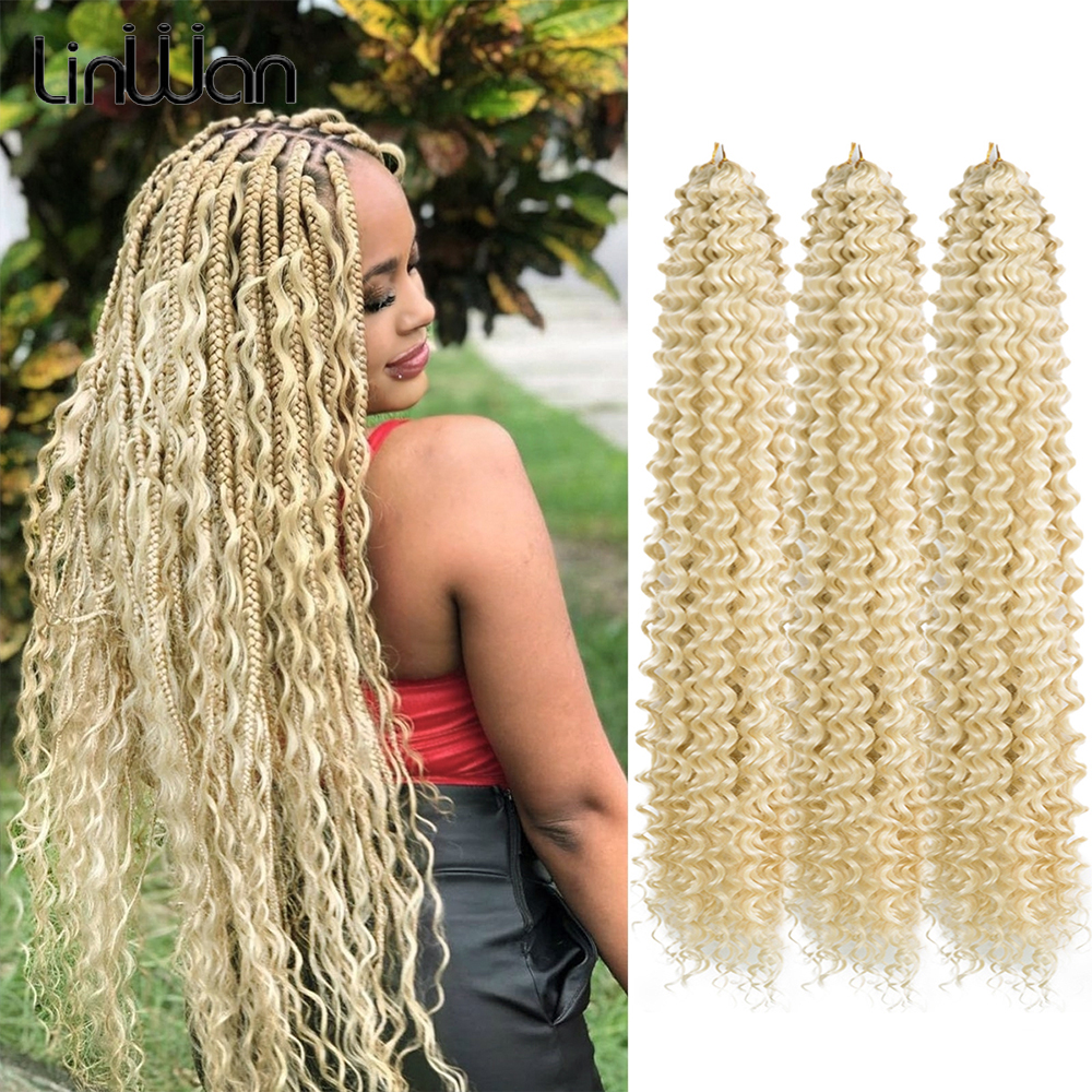 Diep golfhaar Watergolf Twist Gehaakt haar Synthetische gehaakte vlechten Ombre Blonde Afro-krullen Diepe golfvlechthaarverlenging