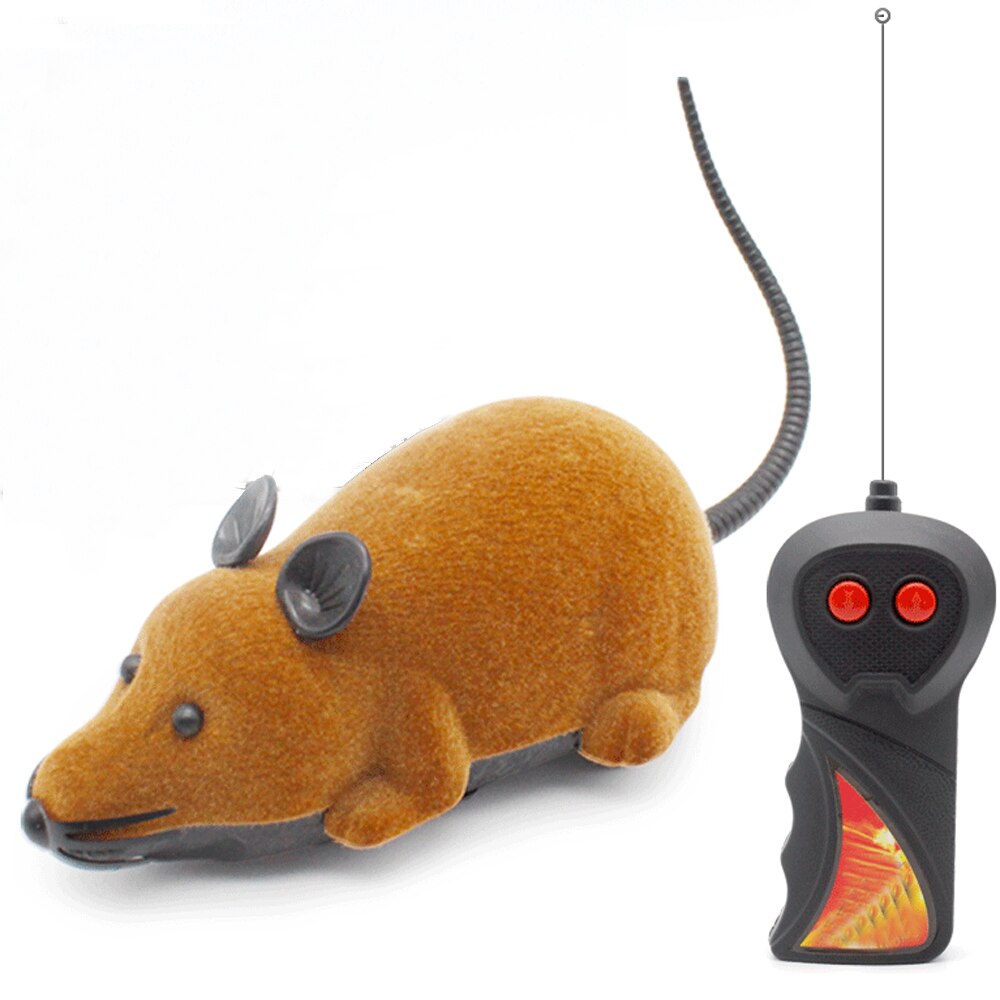 Draadloze Afstandsbediening Elektrische Muis Kunstmatige Rat Cartoon Dieren Muizen Puppy Interactieve Kat Speelgoed Huisdier Producten: brown