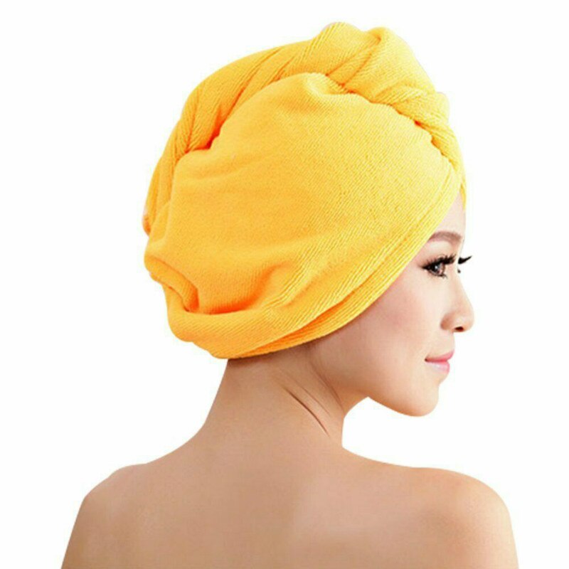 Toalla de secado de pelo de microfibra, turbante para la cabeza, gorro para moño, para la ducha, Color sólido