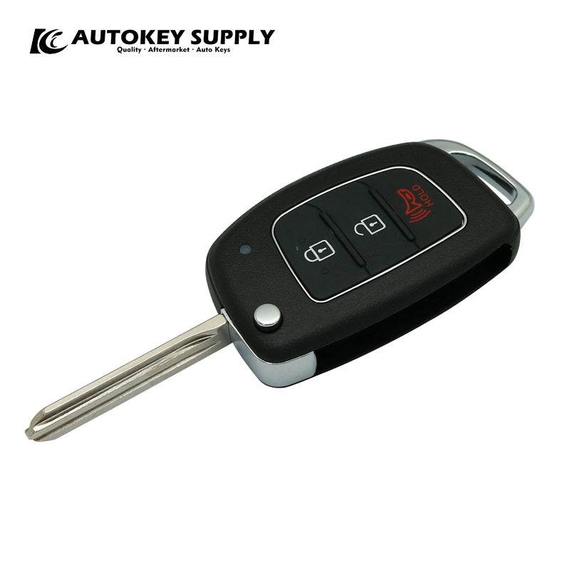 AUTOKEY SUPPLY factory direct sales.for Hyundai 2+1 Buttons remote flip key complete FSK 433Mhz chip:4D60 80BIT AKHKC404