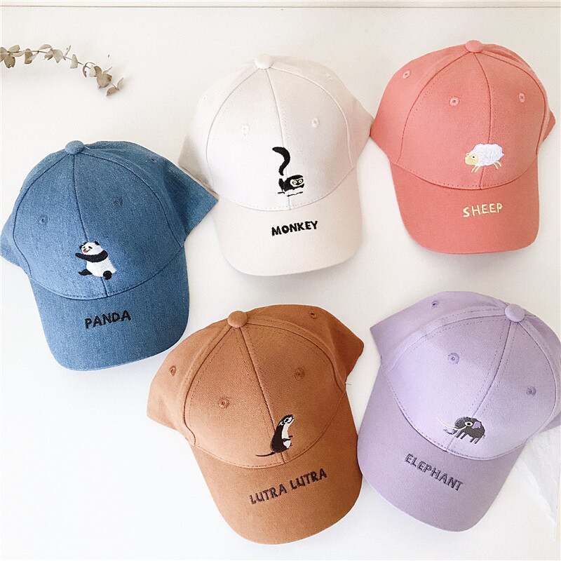 Cartoon Dieren Borduren Kids Baseball Cap Lente Zomer Outdoor Jongens Meisjes Zonnehoed Kinderen Peuter Caps