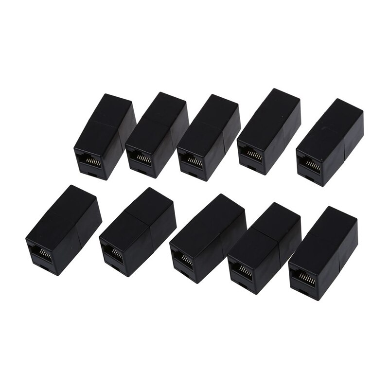 20 PCS Couplers : 10 Pcs RJ45 Cat5 Couplers Joiners Gender Changers & 10 Pcs Plastic RJ45 8P8C Female To Female LAN Couplers Bla