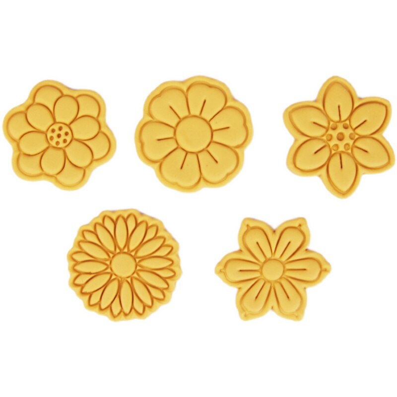 5 Style Flower Cookie Cutter Mold Floral Fondant Cookie Cutter Mold Cookie Decoration Tools Plastic Biscuit Baking Mold