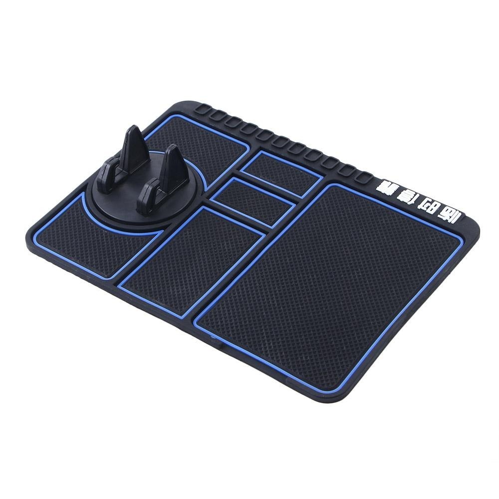 Parking Car Interior Car Anti-skid Pad 4-in-1 Car Parking Number Card Auto Phone Holder Sticky Anti-Slip Mat Non-Slip Phone Pad: Blue