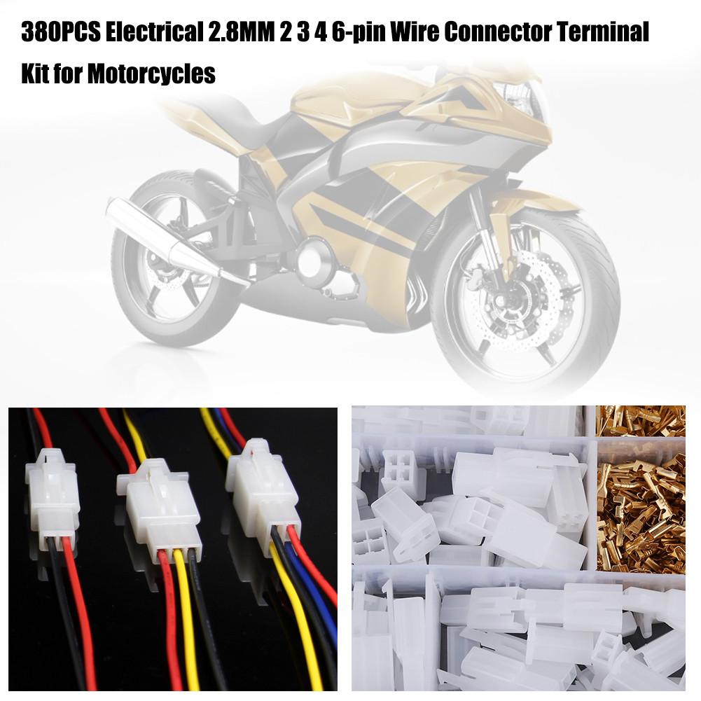 380 STUKS Elektrische 2.8MM 2 3 4 6-pin Draad Connector Terminal Kit Gebruikt In Auto 'S, bromfietsen, Quad Bikes, Driewielers, Caravans
