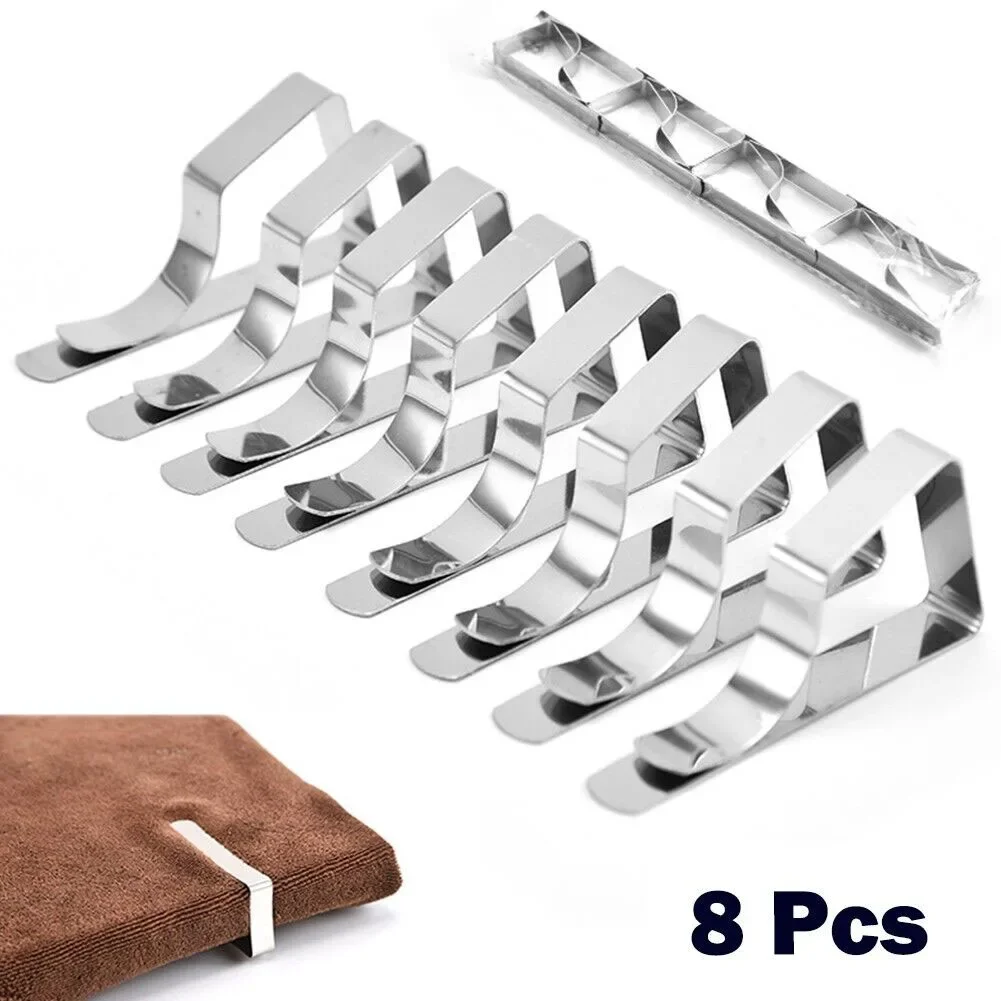 8Pcs Stainless Steel Tablecloth Clamps Table Cloth Clips Holder Clip For Party Wedding Table Cover Clamps Decorative: green