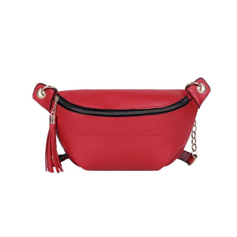 Women Fanny Waist Bag Tassel PU Leather Pouch Chest Crossbody Pack Waist Pack PU Leather Chest bag Belly Bag