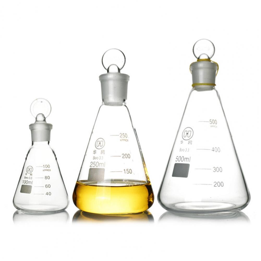 ! Frasco cónico triangular de cristal sin plomo para laboratorio, con tapón, abertura estrecha, 50-1000ml