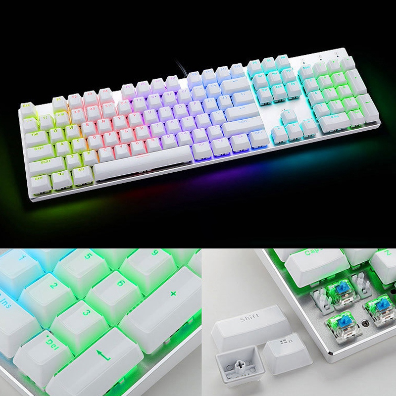 Keyboard Cap 104-Key Mechanical Keyboard Crystal Keycap Set Light Transmissive for Cross-Axis Keyboard