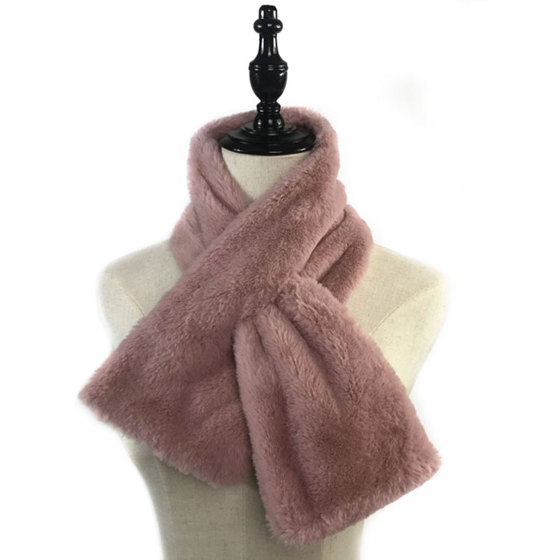 15x90cm femmes hiver épaissir peluche Faux lapin fourrure écharpe solide couleur bonbon col châle cou plus haussements d'épaules tricoté foulard 6: Yellow Pink