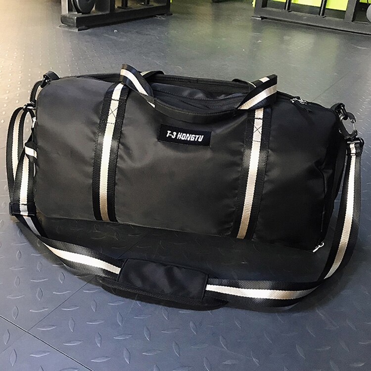 Snygg utomhus vattentät nylon sport gymväskor män kvinnor tjejer träning fitness resor handväska yoga matta väska sac sport: Svart