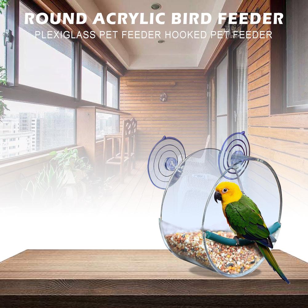 Round Bird Feeder window bird feeder For budgie feeder Hanging Feed sparrow cage In The Birdhouse Window Bird Feeder Bird Cage