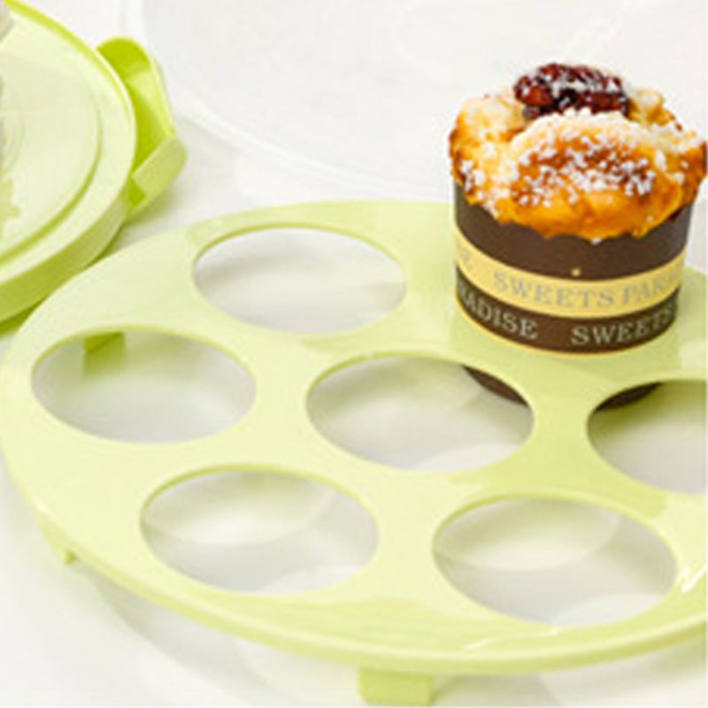 Portable Plastic Round Cupcake Container Dessert Cake Storage Box Handheld Carrier Wedding Kitchen Supplies