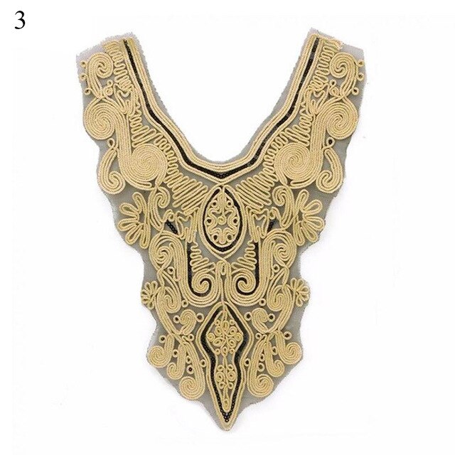 Kobiety dekolt haftowane szyi wykończenia koronki fałszywy kołnierz etniczne z pałąkiem na szyję Collarband szycia na łaty robić naszycia DIY Wykonany ręcznie wykończenia: 3