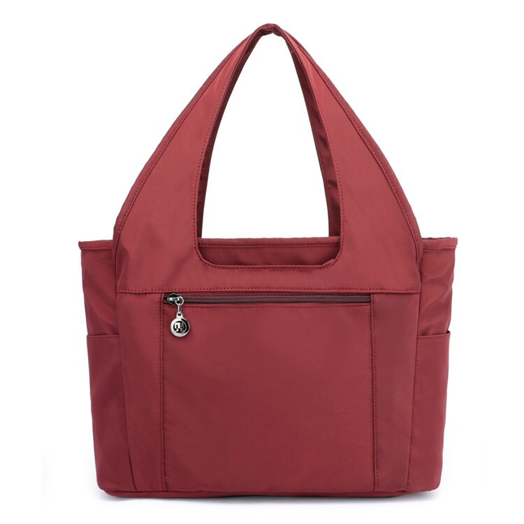 Sac à main souple pour femme, sacoche de étanche en nylon, cabas Simple, bourse multi-couleurs, nouvelle: Foncé Rouge