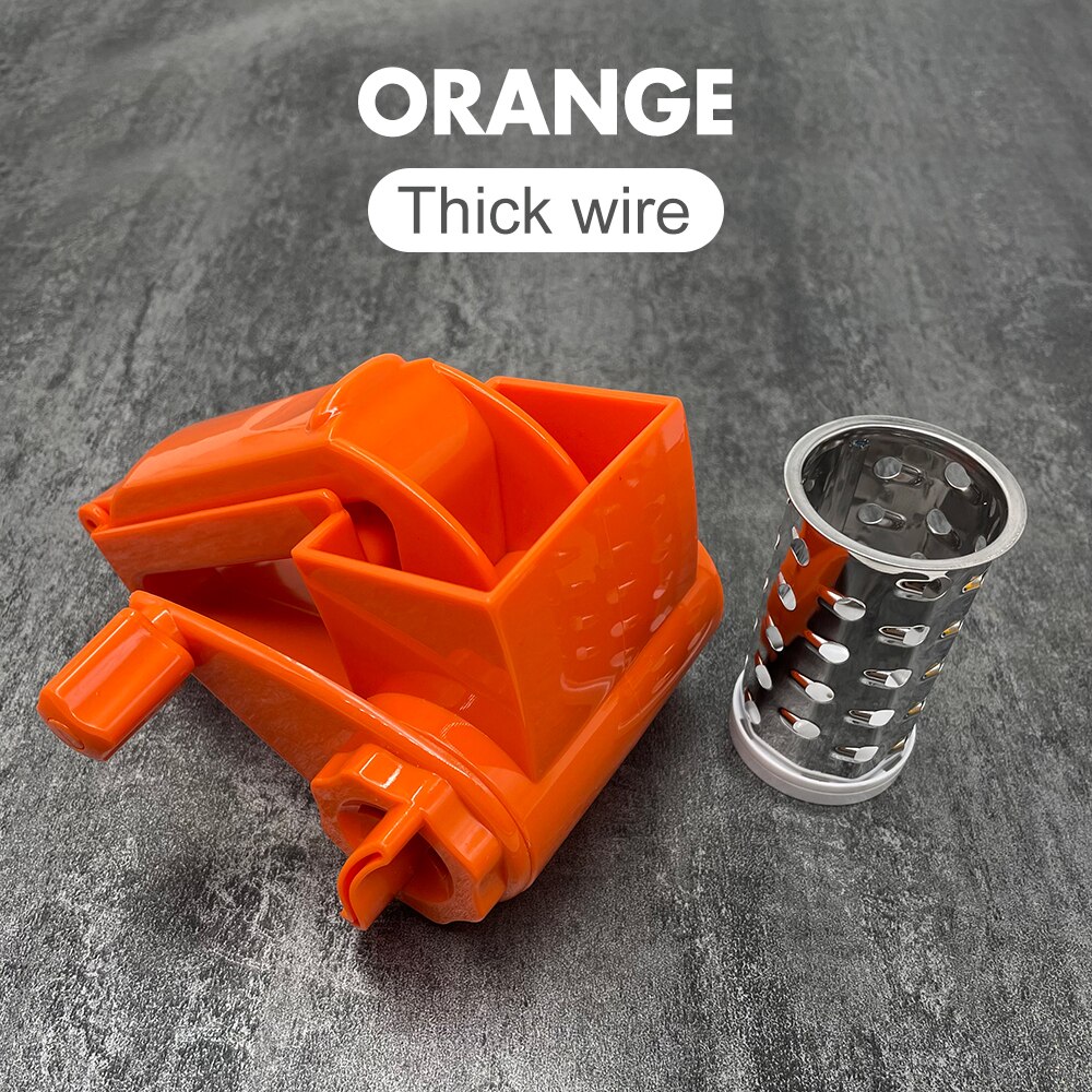 Stainless Steel Rotary Cheese Grater Gadgets for Kitchen Cheese Slicer Machine Wire Oiler for Butter Box Dish Chocolate Shredder: ORANGE-2