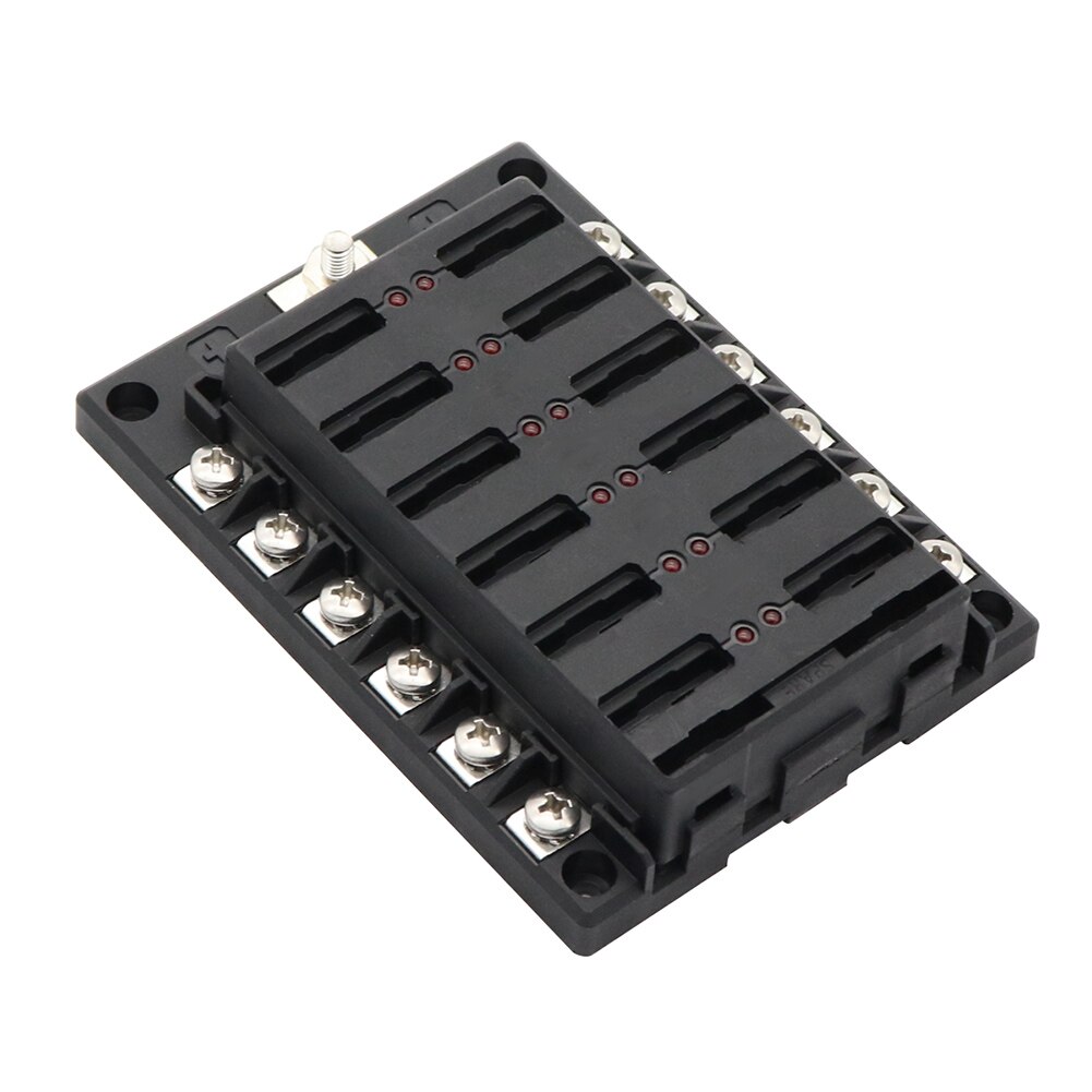 Fuses Plastic Cover Fuse Box Holder 12-32V 12/6-Way Blade Fuse Box Block Holder w/Dual-Use Cover for ATP ATC ATO