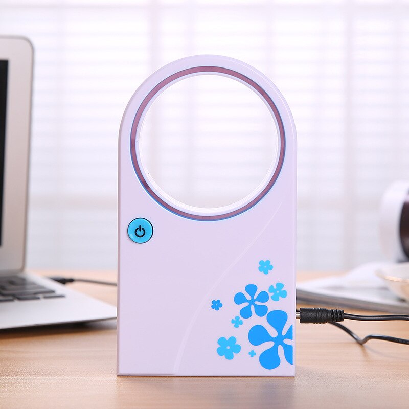 USB/Battery Dual Use Mini Electric Fan Silent Student/Office Home Desktop Small Fan Portable Leafless Fan Machine