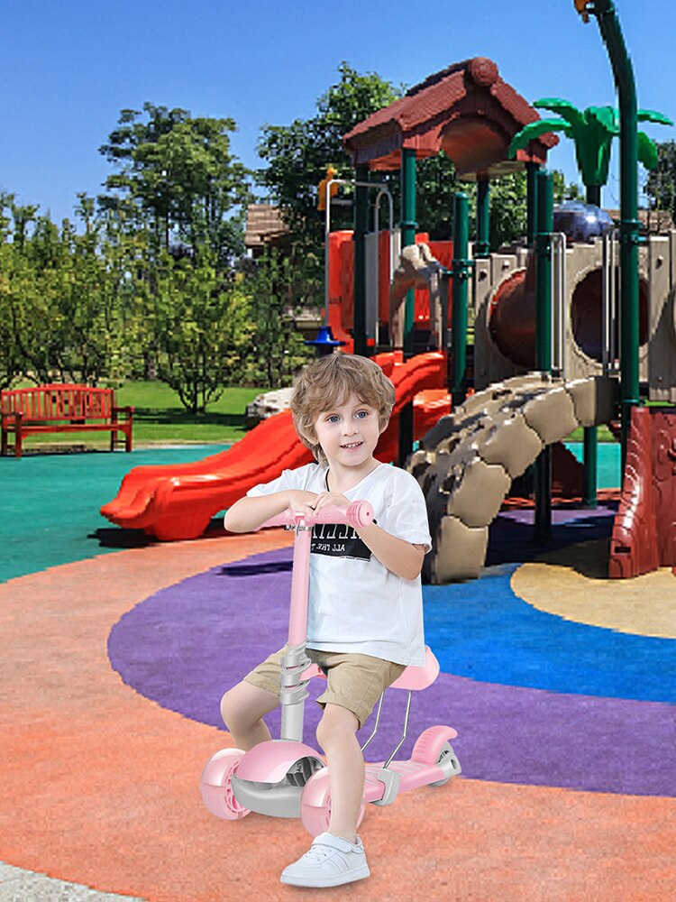 Patinete multifuncional para bebés, andador de tres ruedas con asiento extraíble, tres en uno