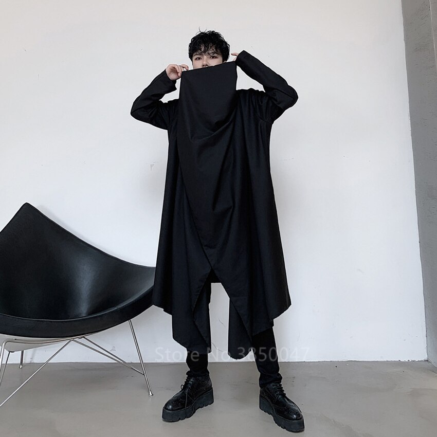 Japanese Kimono Dark Gothic Korean Style Trench Yukata Men Casual Loose Long Section Windbreaker male irregular