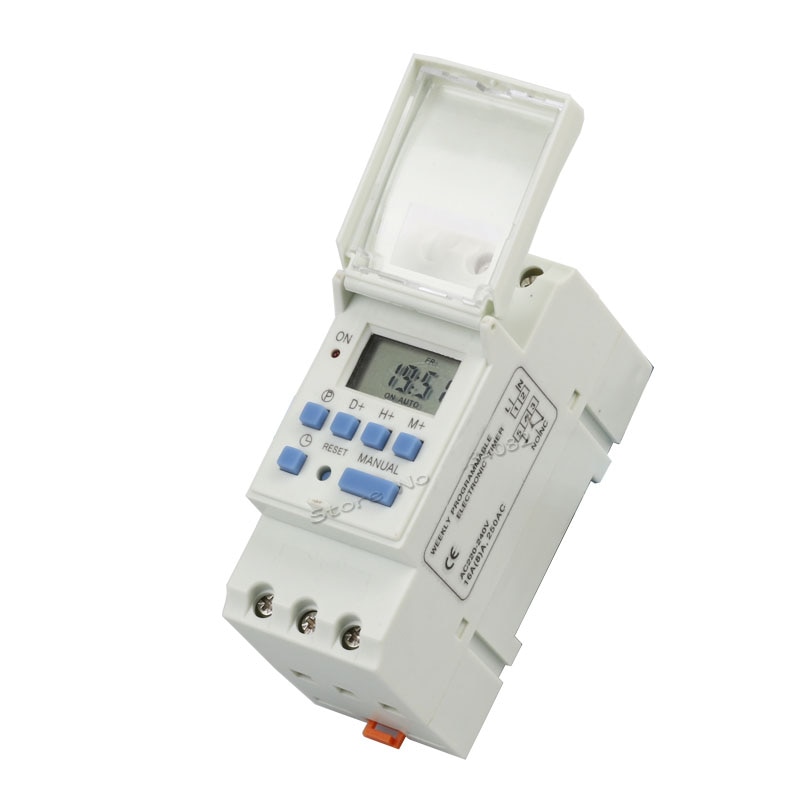 Minuterie Programmable numérique LCD 220V, Din rail, 7 jours, relais électronique pour le contrôle du temps AHC15A