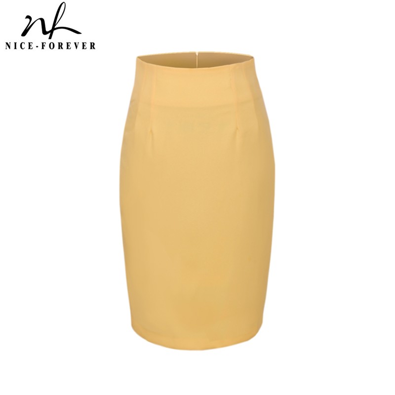 Nice-Altijd Elegante Effen Kleur Kokerrok Kantoor Werk Bodycon Vintage Rekbare Vrouwen Rokken 625