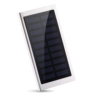 Solar Power Bank 30000mA Portable External Battery H Fast Charging LED Lighting Waterproof Battery Pack for Xiaomi Samsung: silver