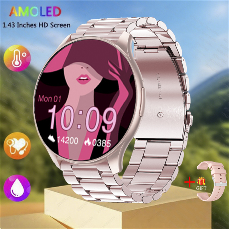 2025 novo para xiaomi huawei 1.43 polegadas bluetooth chamada smartwatch feminino masculino amoled 466*466 hd pixel display smartwatches senhoras: Transparente