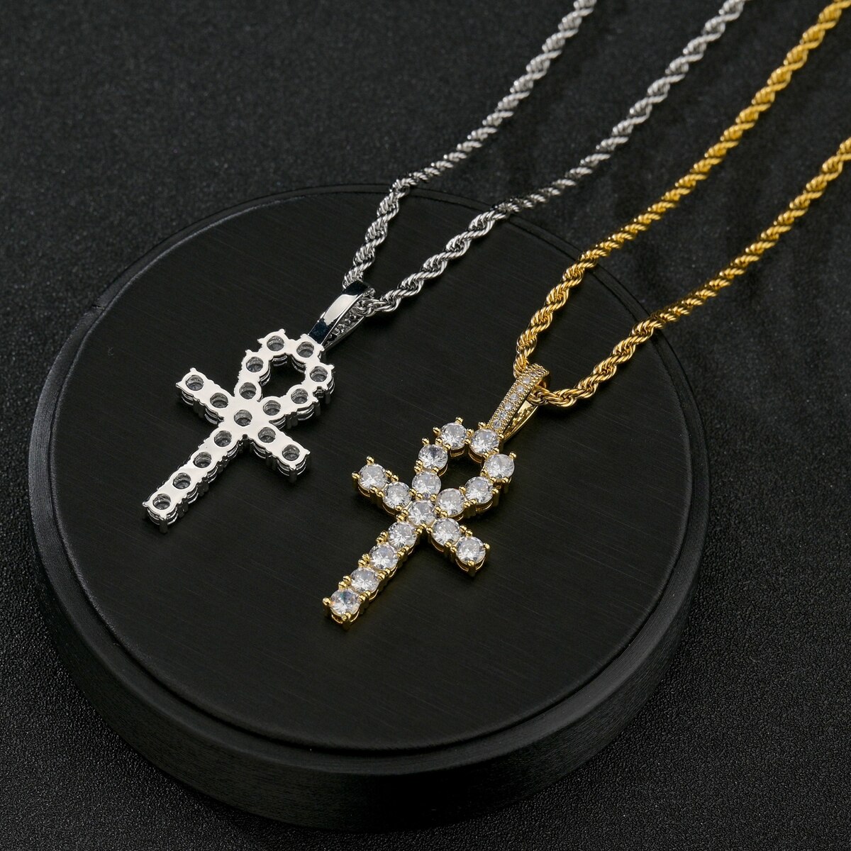 Sifisrri Verschiedene Vintage Edelstahl Diamant Kreuz Choker Halskette für Frauen Twist Kette Geburtstag Schmuck