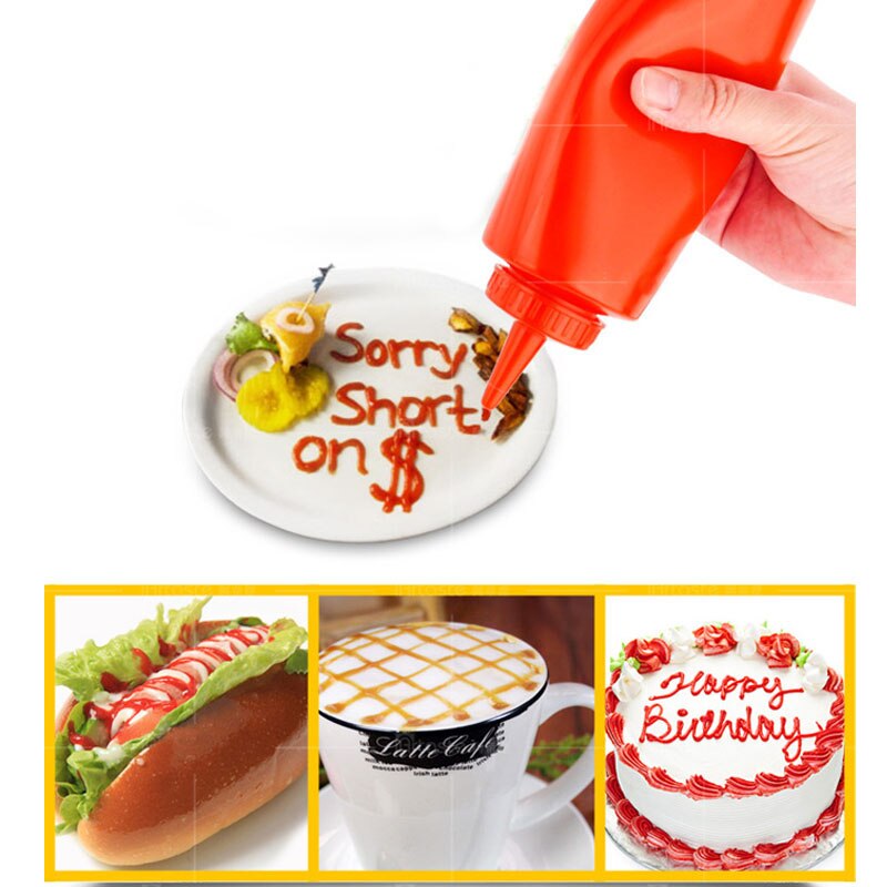 Botella de plástico de alimentaria para cocina, botella exprimible de 8OZ/12OZ/24OZ, para salsa de aceite de oliva, Ketchup, Mustard, Mayo, utensilios para barbacoa
