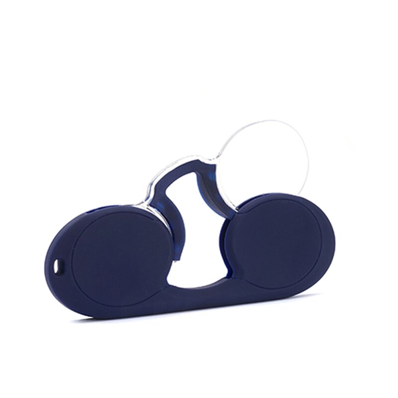 Nieuwste neusclip leesbril mini portemonnee draagbare beenloze plastic bril met etui voor mannen en vrouwen 1.0 4.0: +300 / Blauw