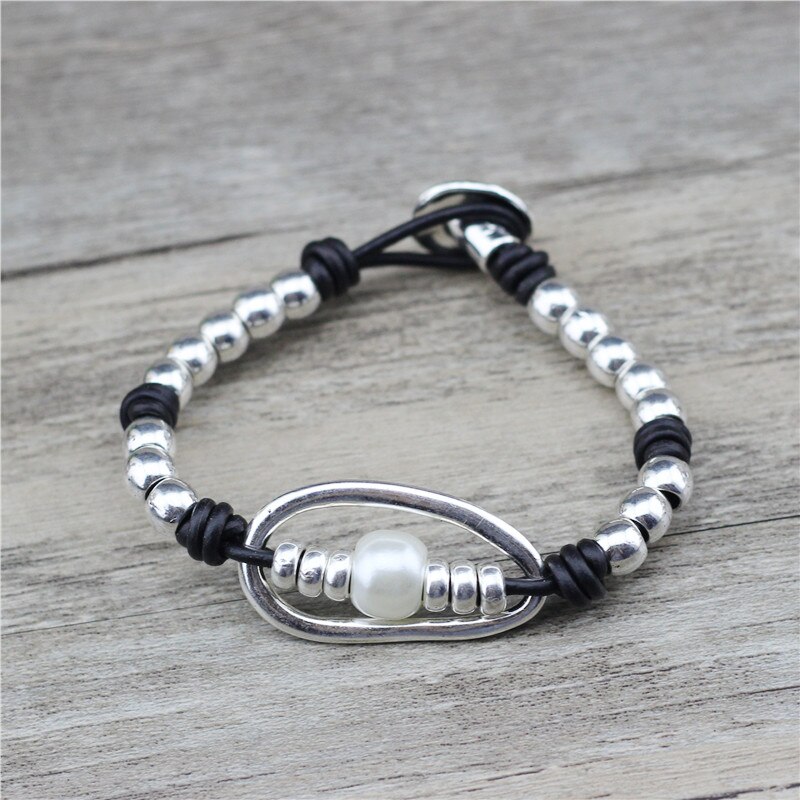 Anslow Vintage Unieke Charms Handgemaakte Diy Kralen Lederen Boog Gevlochten Mannelijke Vrouwelijke Armbanden Sieraden LOW0809LB