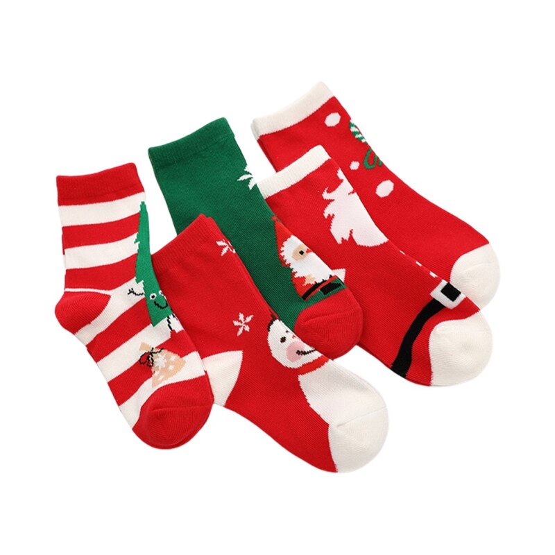 Baywell 5 Paren/partij Kerst Sokken Kids Jongens Meisjes Kerstman Sneeuwpop Grappig Katoen Zachte Warme Sokken Kerstcadeau 1-16T