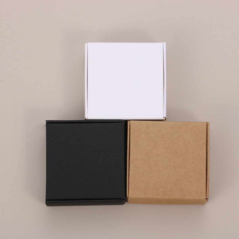 10 teile/paket Handgemachte Süßigkeiten Schmuck Verpackung Verpackung Karton Kleine Kraft Papier Verpackung Quadratischen Boden Boxen