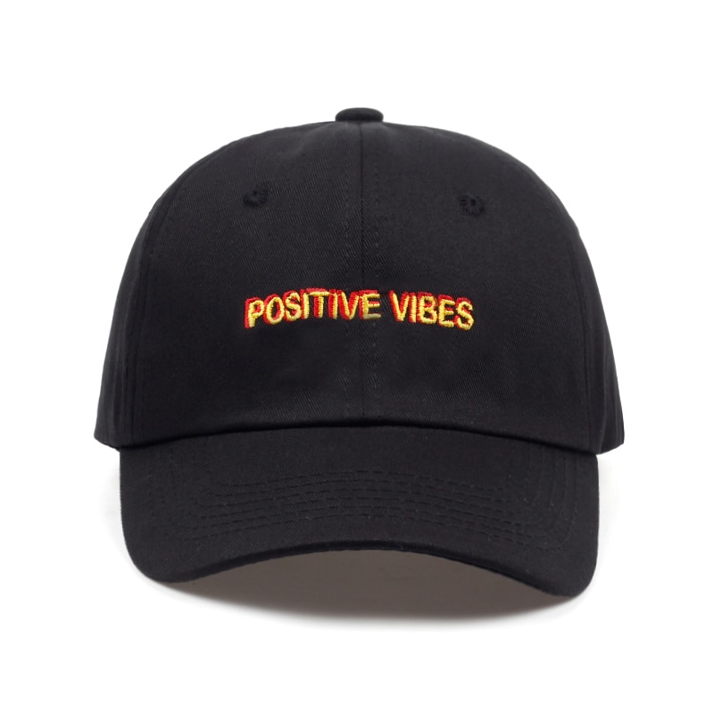 Positieve Vibes Katoen Borduurwerk Baseball Cap Mannen Vrouwen Zomer Mode Dad Hoed Hip-Hop Caps