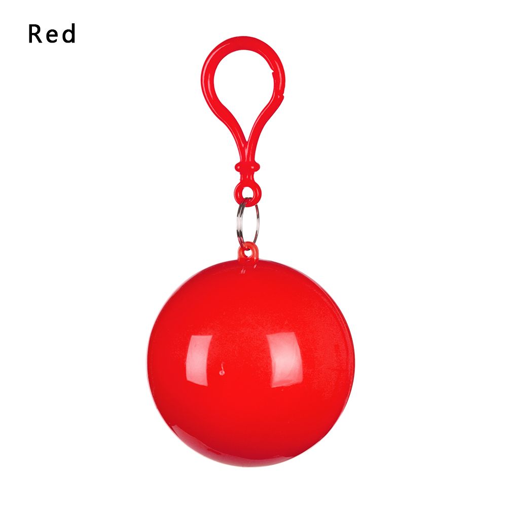 Boule imperméable Portable pour hommes et femmes, vêtements de pluie d&#39;extérieur, imperméable, jetable, Camping, Ponchos à capuche, porte-clés en plastique, boule de protection contre la pluie: red
