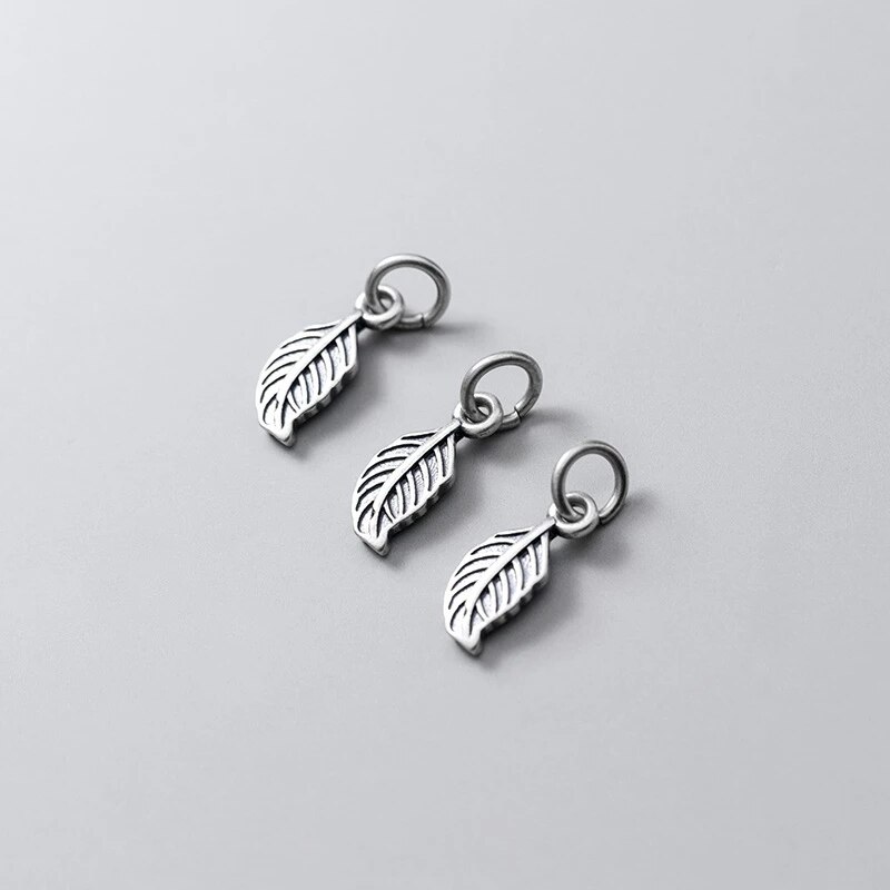 925 Sterling Silver Casual Handmade Matte Small Leaf Charms DIY Jewelry Findings Decoration Ornament Matte S925 Silver Pendant: Default Title
