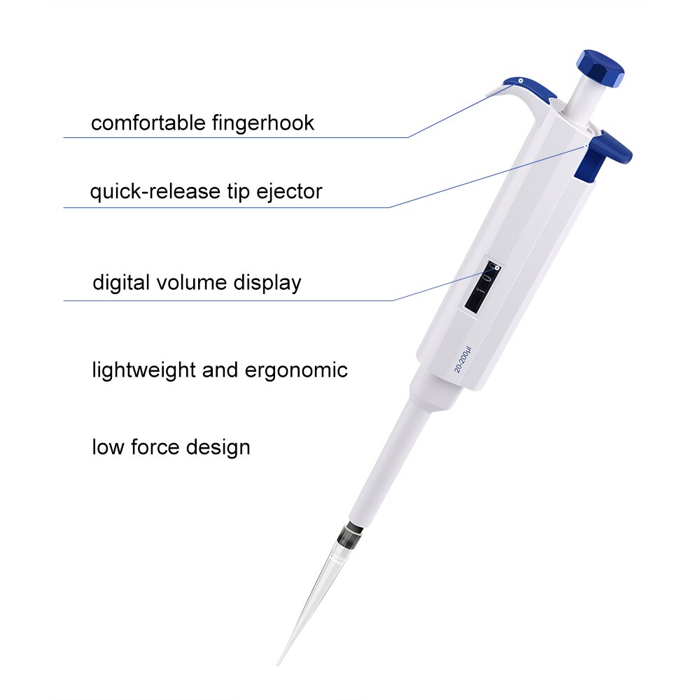 FOURE'S Scientific 20-200ul Lab Digital Pipette Single Channel Manual Adjustable Micropipette Pipettors Gun Laboratory Tools