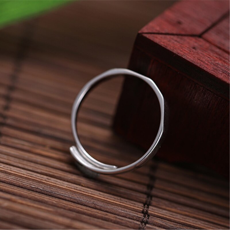 Literary Rhombus 925 Sterling Silver Sweet Fresh Cute Temperament Personality Female Resizable Opening Rings SRI073