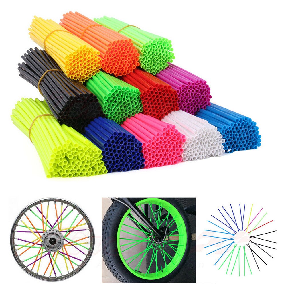 Protector de rueda de motocicleta, 72 piezas, cubiertas de piel para tubo de Motocross, accesorios geniales, 9 colores, 24CM/17CM