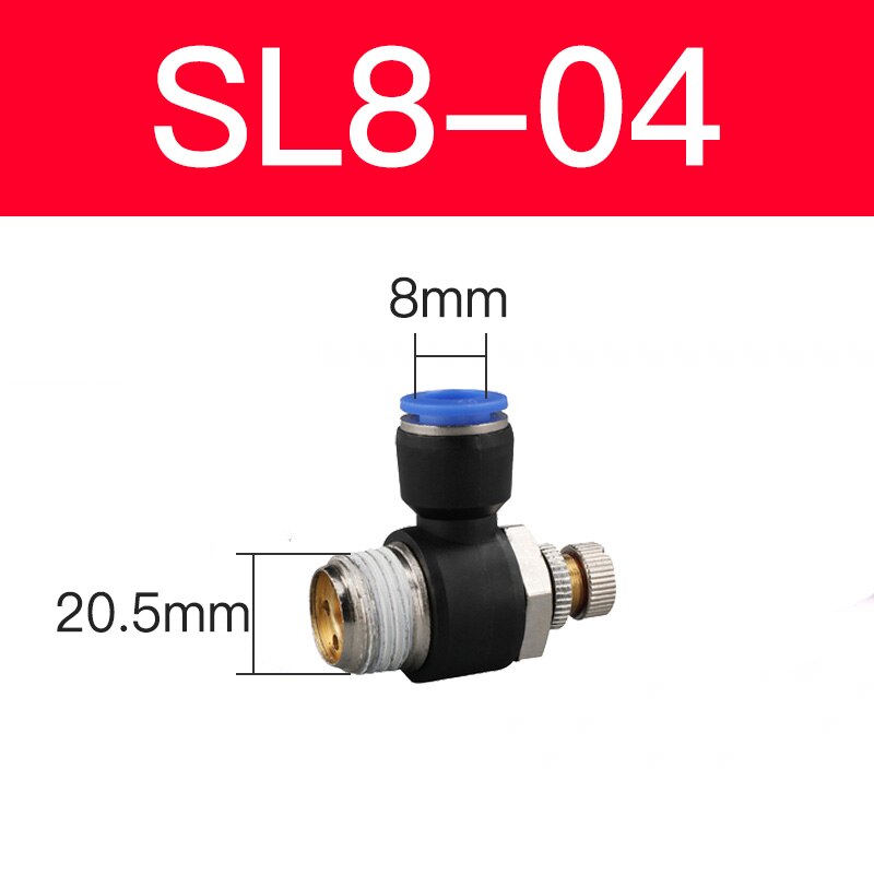 Blue pneumatic connector SL 4/6/8/10 / 12mm series pneumatic throttle speed control valve external thread cylinder throttle: SL 8-04