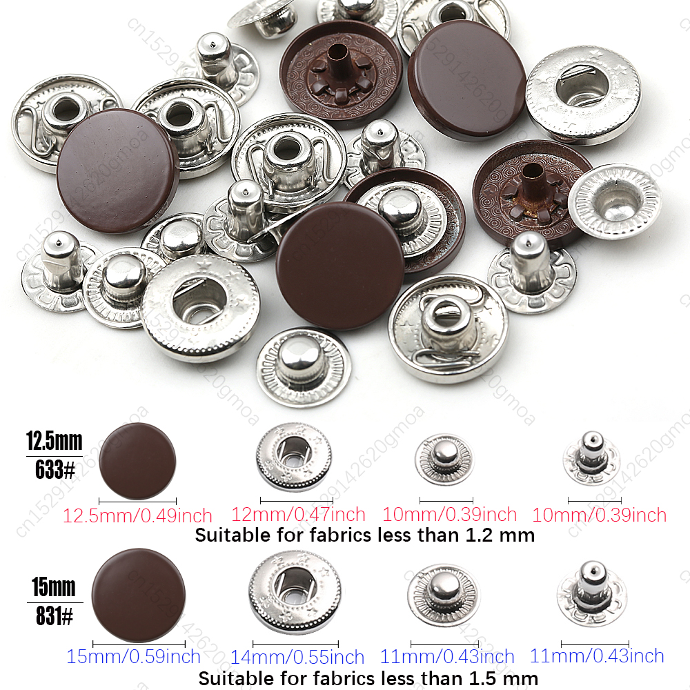 Juego de sujetadores a presión de cuero, botones redondos de Metal de 12,5/15mm, sin costura, botón de Color para ropa, chaquetas, ropa vaquera, 20 juegos, novedad: 4 # / Negro