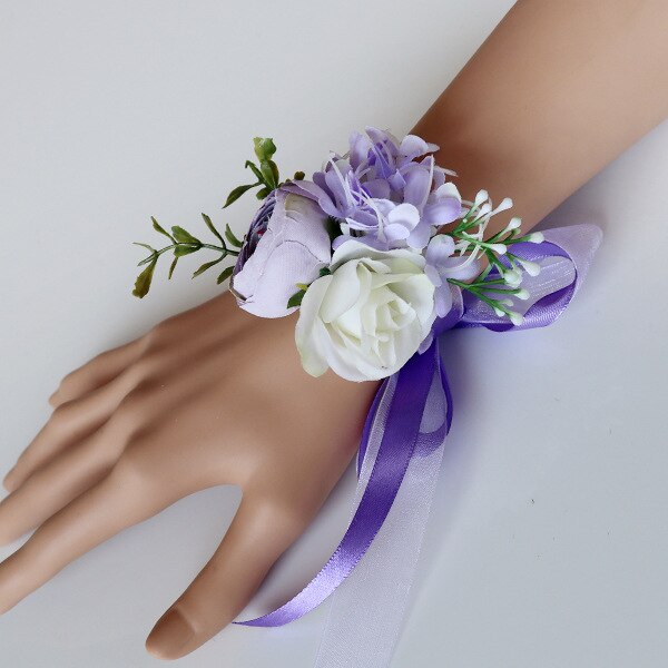 Artificial Bridesmaid Wrist Brooch Bridesmaid Bracelet Handkerchief Wrist Brooch Wedding Handkerchief Bridegroom Brooch Best Man: Wrist flower style 3