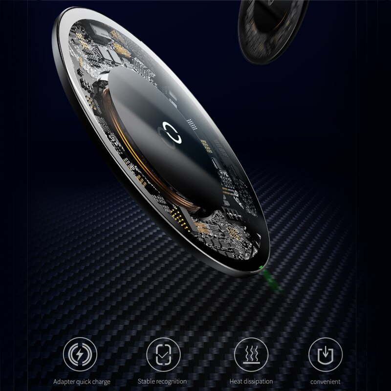Baseus Qi Draadloze Oplader Voor Iphone 11 Pro Max X Glass Panel Wirless Opladen Pad Voor Samsung S9 Draadloos Opladen lader Pad